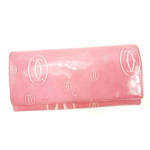 Cartier purse Happy Birthday pink enamel leather Auth T17218 - Picture 1 of 8